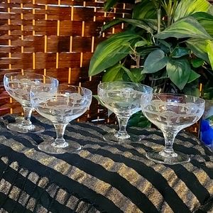 Mid century vintage champagne glasses set of four